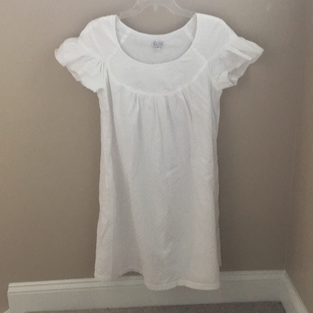 White Swiss dot shift dress by Walter